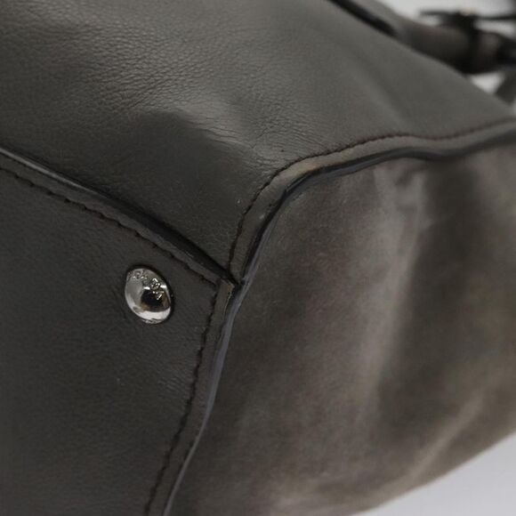 Prada Twin Zip Grey Suede Handbag (Pre-Owned) - Picture 8 of 16